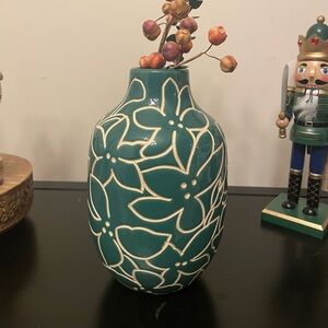 OpalHouse Vase Green White Indo Earthenware Abstract Floral